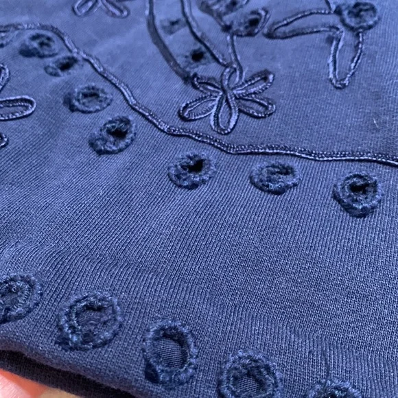 Juicy Couture waist tie navy blue embroidered romper jumpsuit dress size XS - Picture 9 of 12